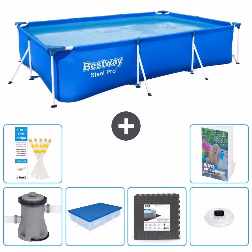 Bestway Steel Pro, piscina rettangolare - 300x201x66 cm - 5 pezzi, modello S312