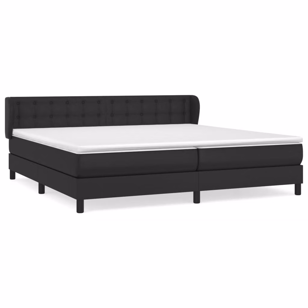 Giroletto a Molle con Materasso Nero 200x200 cm in Pelle finta