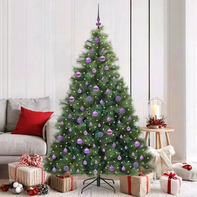 Albero di Natale artificiale moderno vidaXL verde con 300 LED luce bianca calda in PE e PVC, Altezza: 180 cm