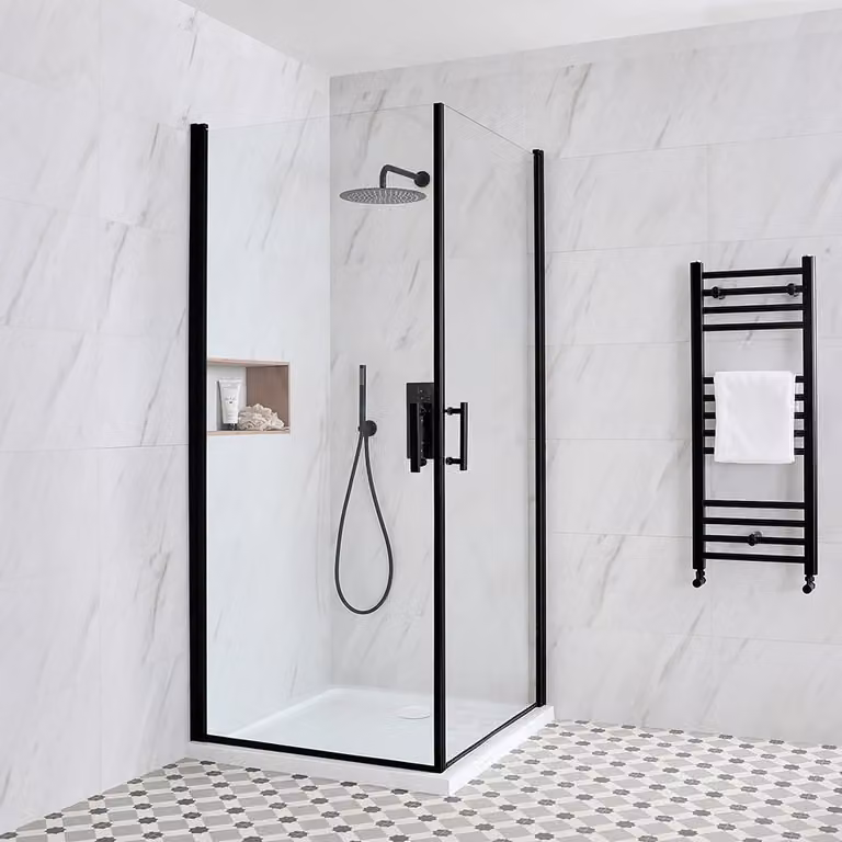 Box Doccia Angolare con Doppia Porta e Piatto Doccia - 700 x 700mm - Nox