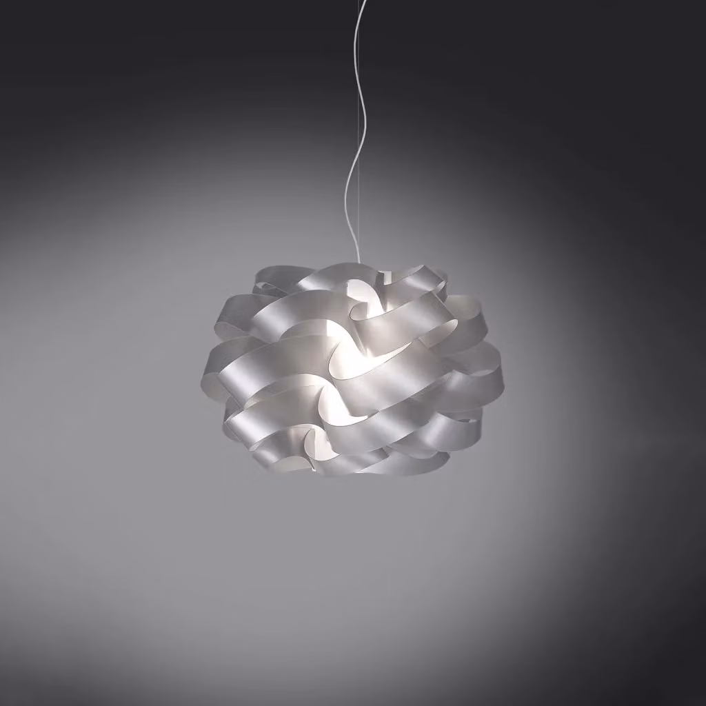 Lampada a sospensione moderna Cloud Linea Zero Polilux colore argento e metallo cromo, diametro: 50 cm, attacco E27 – 2
