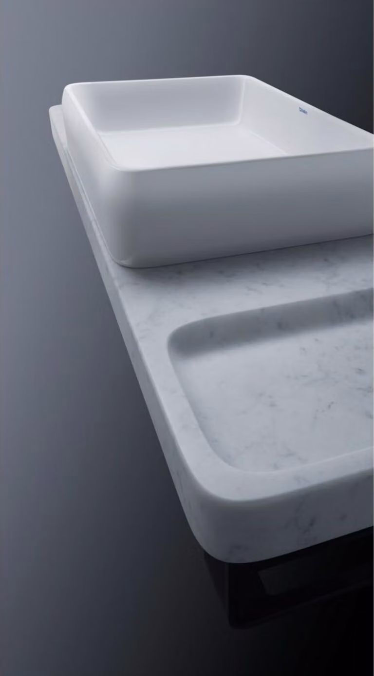 Set di consolle per lavabo Duravit Qatego 140x45x90cm, m K, K, marmo struc. pol.