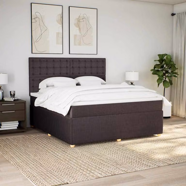 Letto Ibrido vidaXL con Materasso e Struttura Imbottita in Tessuto Marrone e Bianco L/P/H: 180 x 200 cm