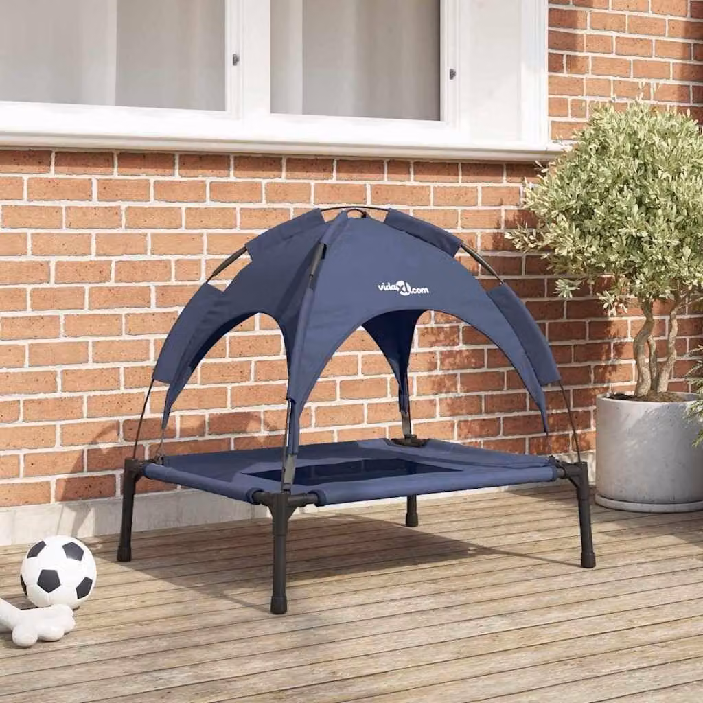 Cuccia per cani blu navy con piattaforma rialzata