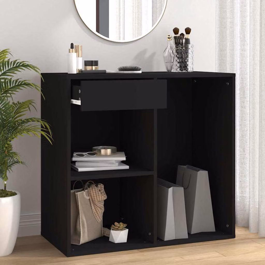 vidaXL Armadietto per Cosmetici Moderno Nero Opaco L: 80 cm, P: 40 cm, H: 75 cm