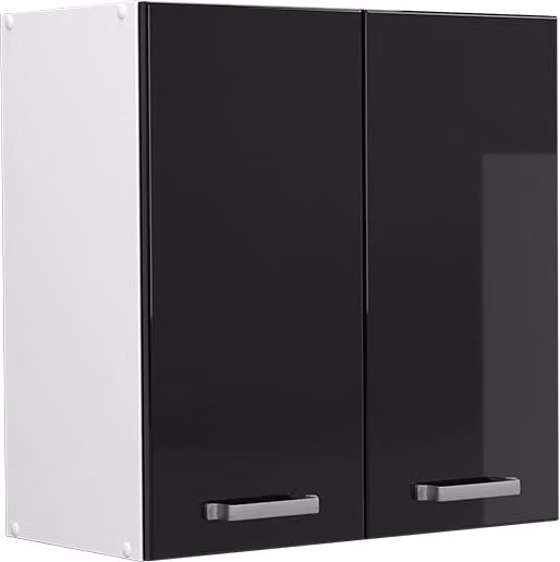 Pensile da cucina Vicco R-Line moderno con ante a battente, disponibile in bianco o nero lucido, L: 60 cm, H: 31 cm, P: 14,3 cm