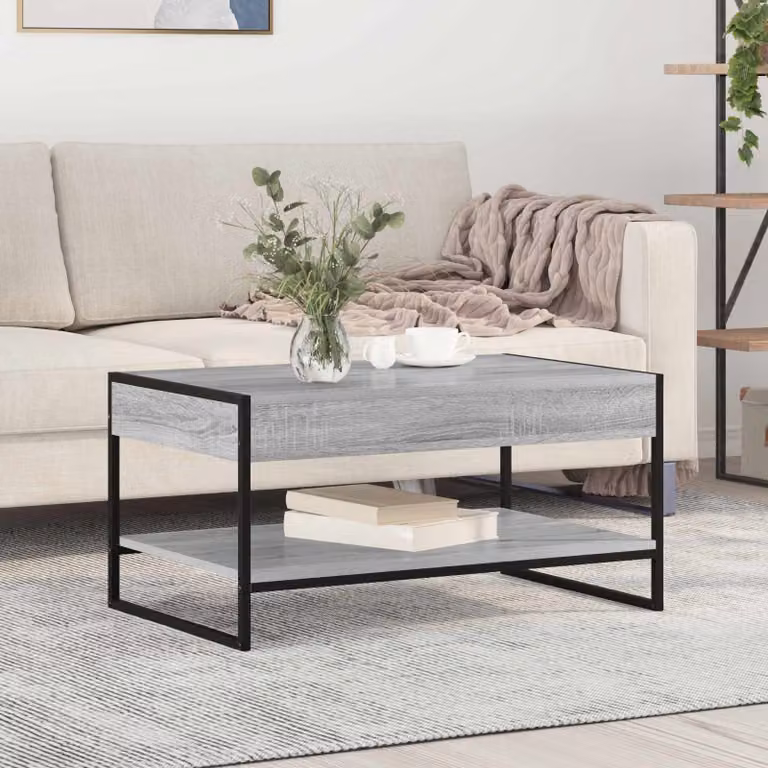 vidaXL Tavolino da salotto rettangolare in stile industriale, Grigio, L: 80 cm, P: 50 cm, H: 40 cm