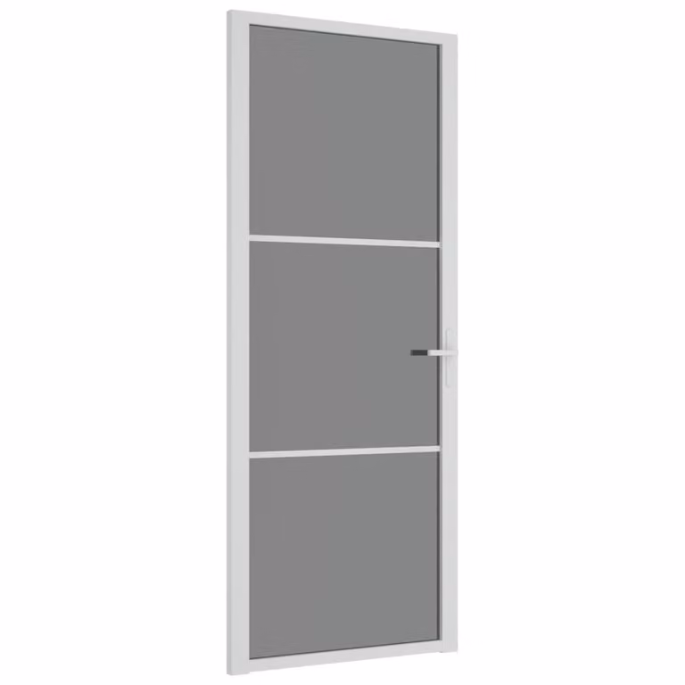 Porta Interna 83x201,5 cm Bianca in Vetro ESG e Alluminio