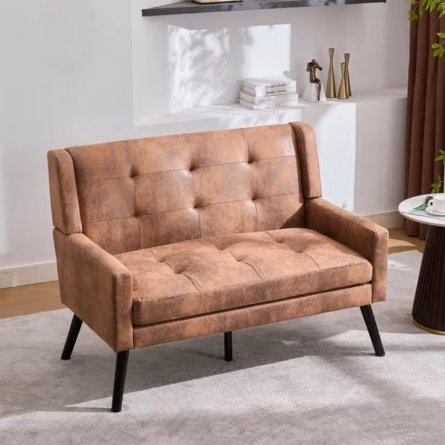 Panchina in lino premium - Zephmum- 2 posti- Cuscini in schiuma ad alta densit¨¤- Gambe in legno massello antiscivolo