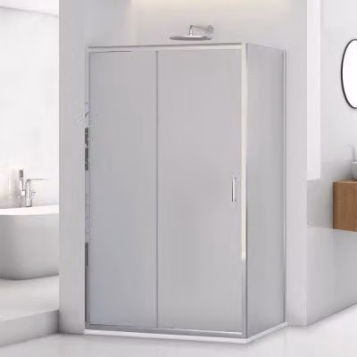 Box doccia angolare INBAGNO Tay con vetro stampato e sistema scorrevole, L: 110 cm, P: 80 cm, H: 195 cm