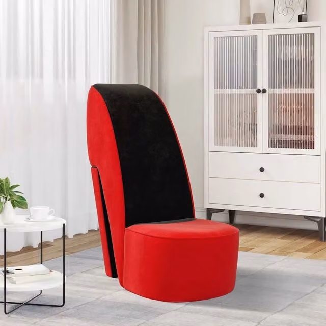 Poltrona a forma di scarpa con tacco alto in velluto vidaXL, colore rosso o nero