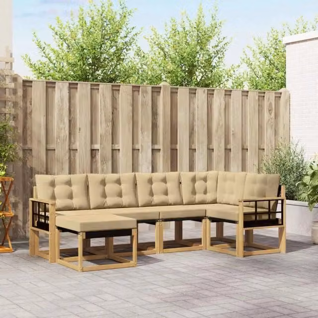 Set di divani da esterno 6 pz Bianco e Beige 3389651