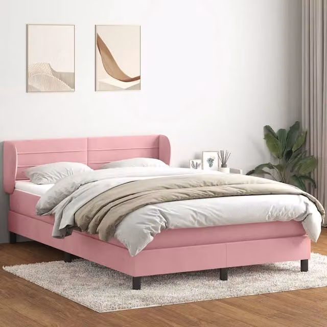 Letto Ibrido vidaXL con Struttura in Legno di Larice e Rivestimento in Velluto Rosa e Bianco L: 147 cm, P: 88 cm, H: 213 cm – 1