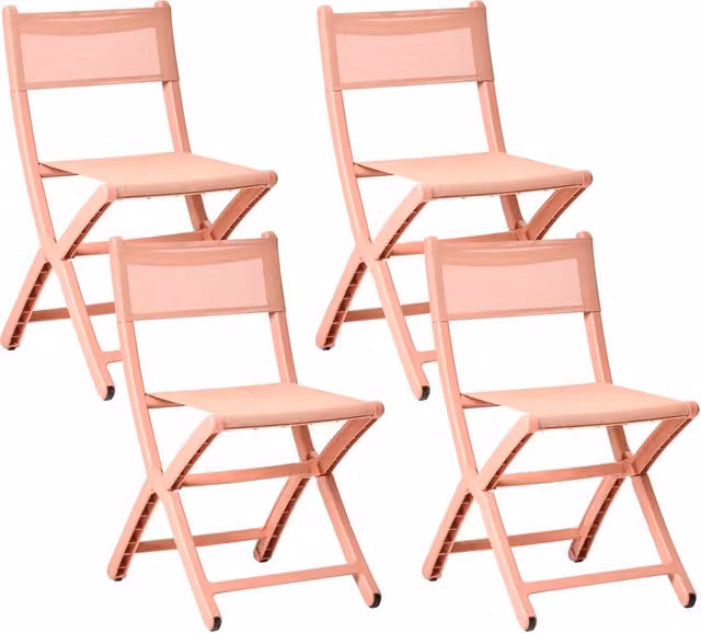 Set di 4 sedie da pranzo in plastica per interni e per esterni senza braccioli impilabili corallo stile minimalista