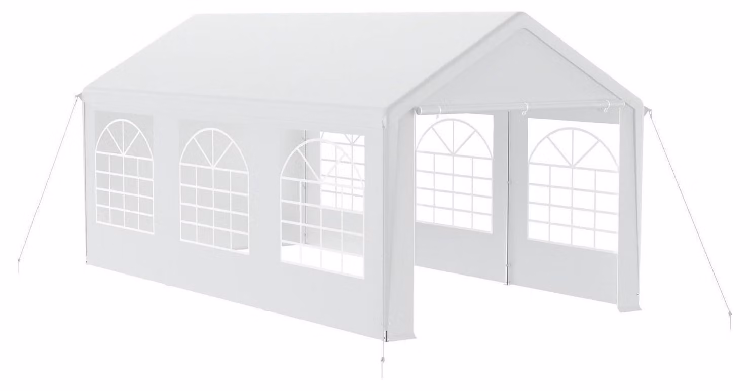Tenda da festa 3x6 metri con 4 pareti laterali, impermeabile, con protezione solare, colore bianco