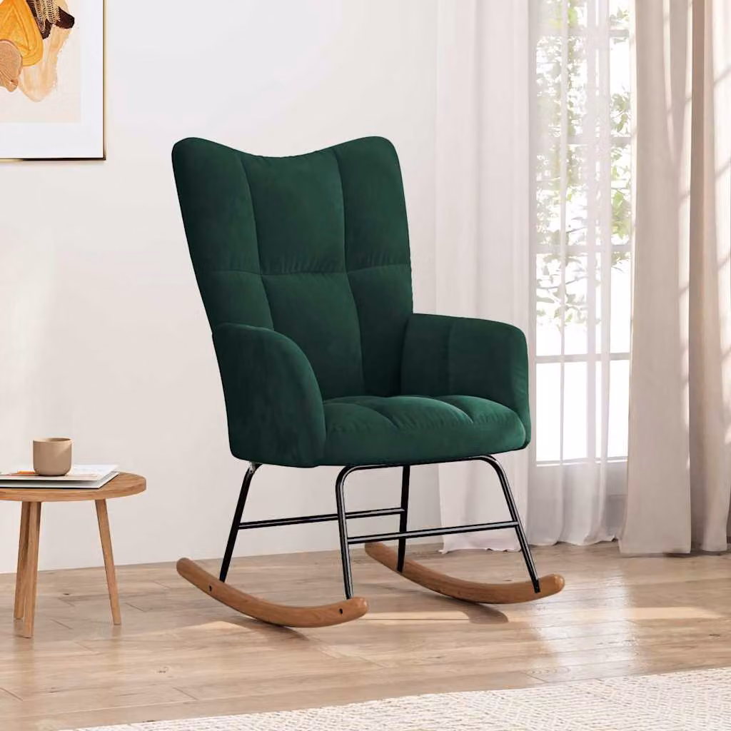 Sedia da Pranzo Moderna vidaXL in Velluto Verde con Struttura in Legno e Metallo
