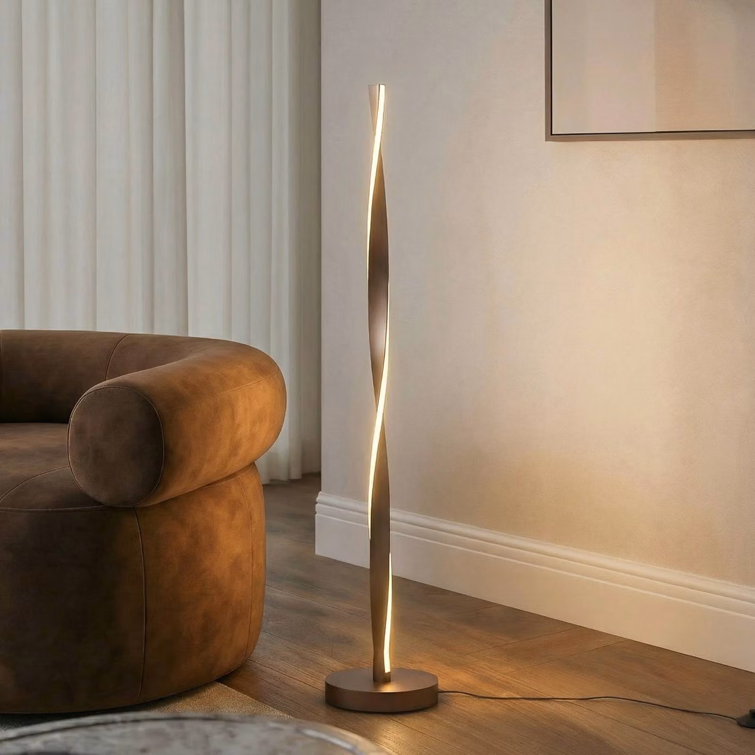 Lampada da terra a LED Jaren Lindby, Marrone / Ruggine, Soggiorno / Sala da pranzo, Metallo, Moderno, Lampada LED da terra