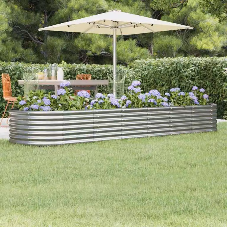 Letto da giardino rialzato vidaXL in acciaio zincato argento L: 296 cm, P: 80 cm, H: 36 cm