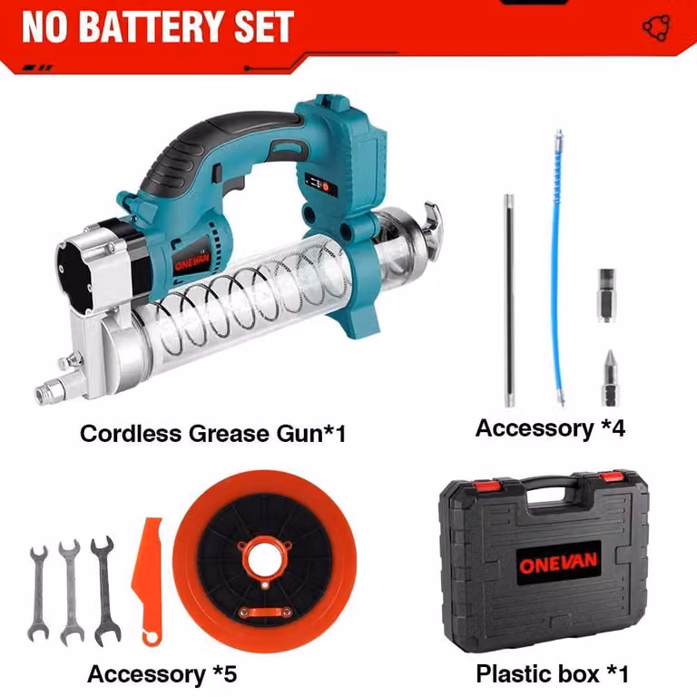 Siringa elettrica per grasso - Siringa a batteria - Motore brushless - Senza fili - Senza batteria - Compatibile con batterie da 18 V - Utensile portatile - Rosa/Nero