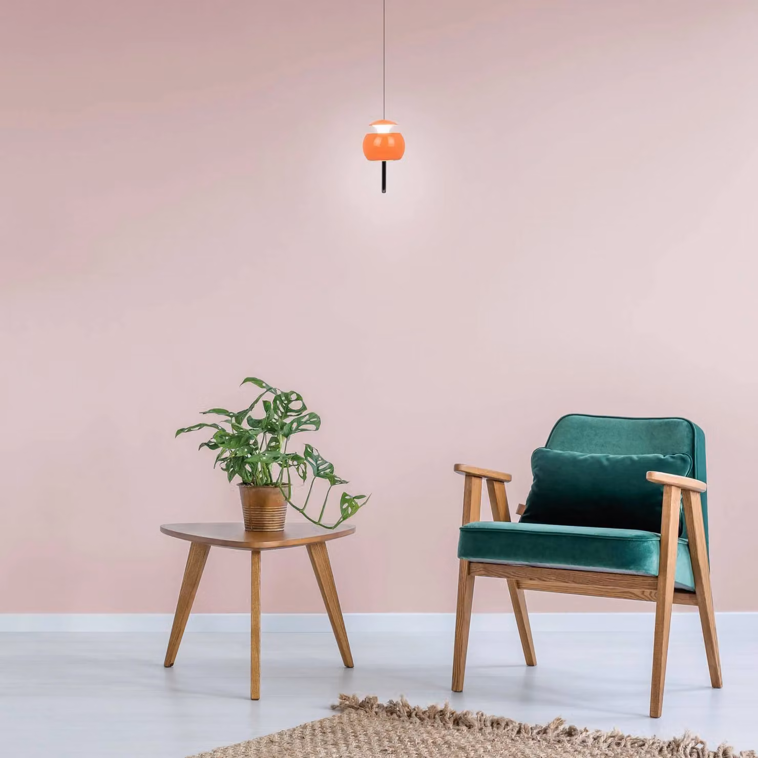Mantra Iluminación Lampada a sospensione Roller LED, arancione, regolabile in altezza, asta, Giallo / Arancione, Soggiorno / Sala da pranzo, Alluminio