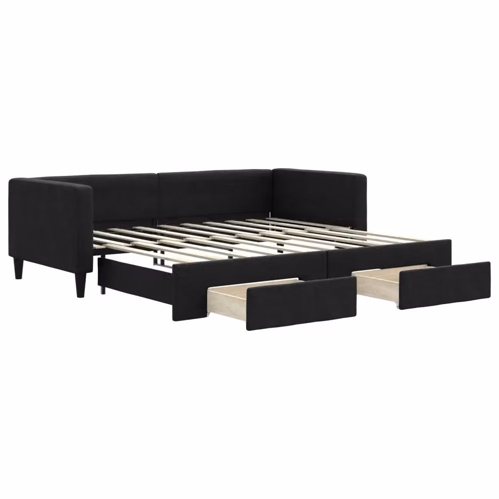 Divano Letto Moderno vidaXL con Struttura Imbottita in Nero – 2