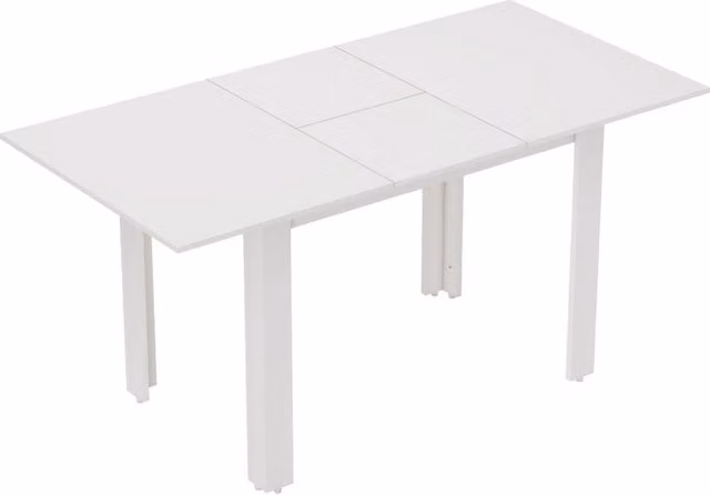 Tavolo da pranzo allungabile in MDF lucido bianco 120-160x80 cm per 4-6 persone