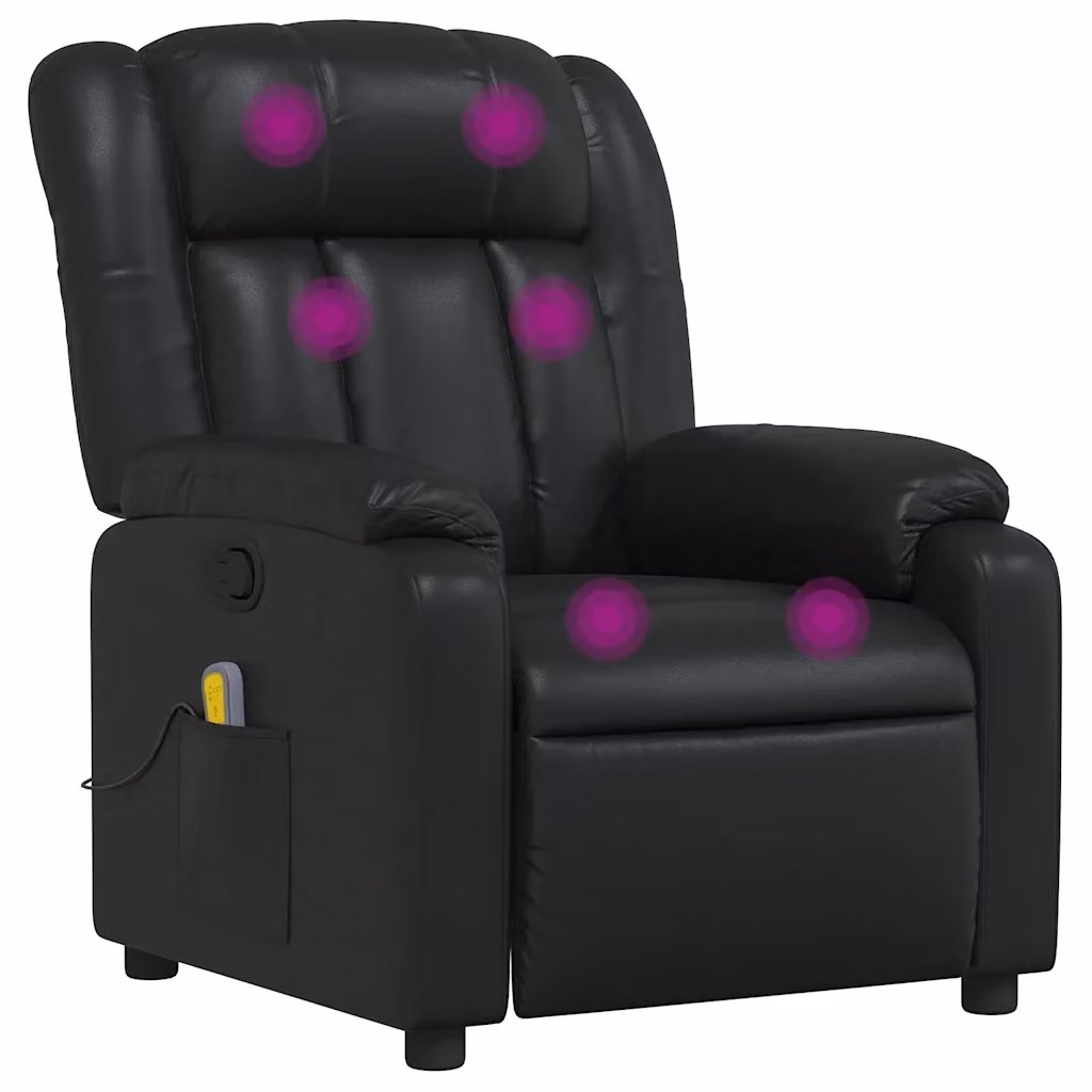 Poltrona Relax Reclinabile vidaXL in Similpelle Nera con Braccioli e Imbottitura in Schiuma – 2