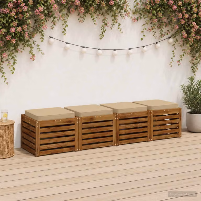 Set di 4 cuscini per sedia vidaXL VUGHT in poliestere beige con rivestimento rimovibile e lavabile