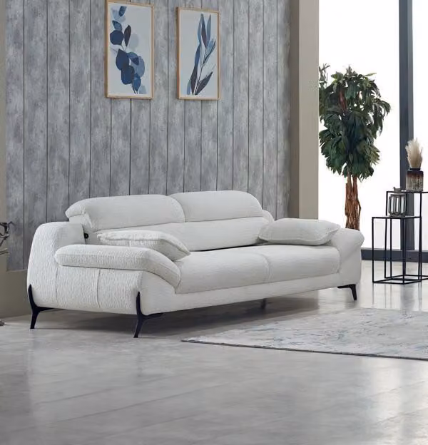 Couch Dreisitzer Sofa 3 Sitzer Stoffsofa Polstersofa Weiß Moderne