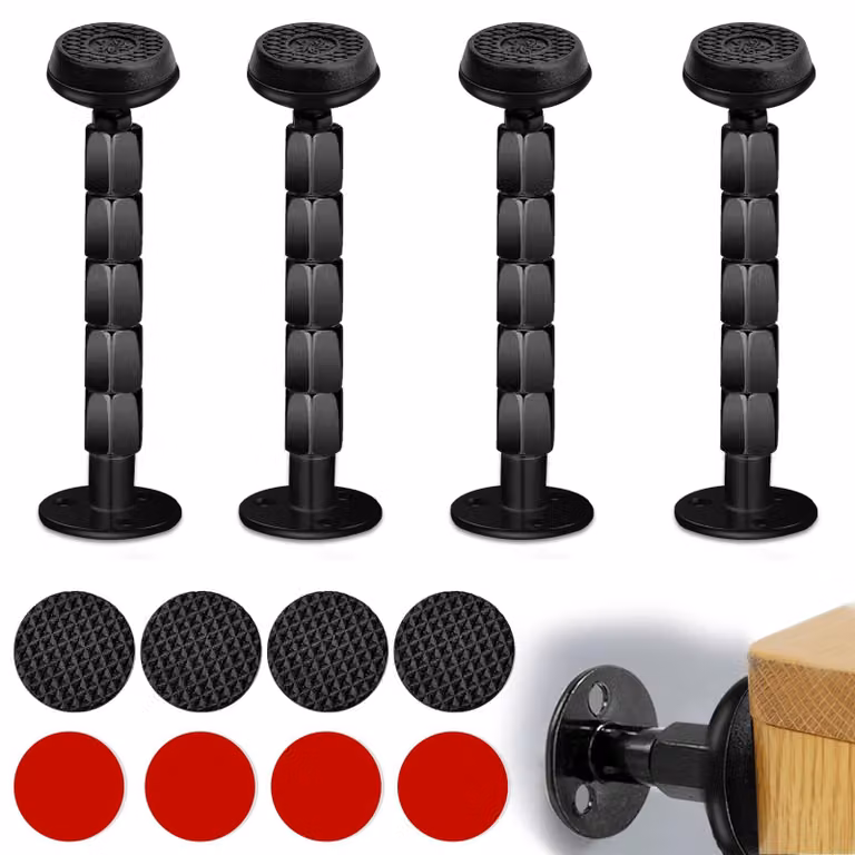 Set di 4 fissaggi regolabili per telai di letto, anti-oscillazione (58-122 mm)