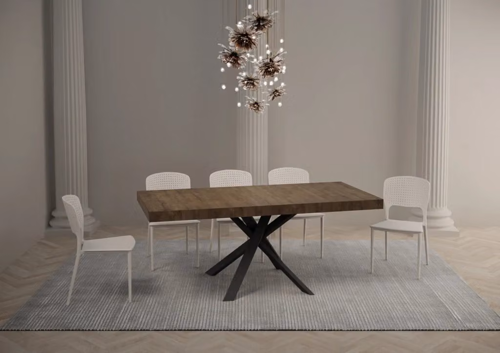 Tavolo allungabile moderno Itamoby L/P/H: 90 x 90 x 76 cm fino a 194 cm, colore marrone e antracite – 2