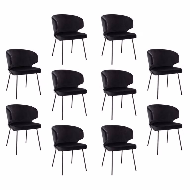 Home Deluxe - Sedia imbottita AMARA- 10 pezzi, colore: nero velluto - imbottitura morbida, carico massimo 120 kg I Sedia da cucina Sedie da pranzo Sedie da sala da pranzo