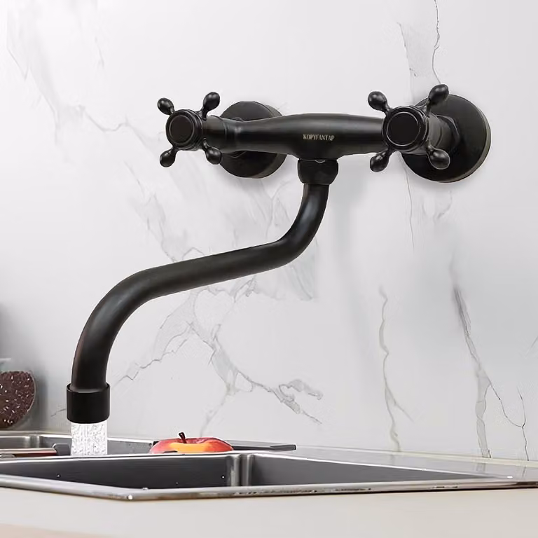 Solidchoice - Rubinetto da cucina a parete, design classico, con braccio girevole