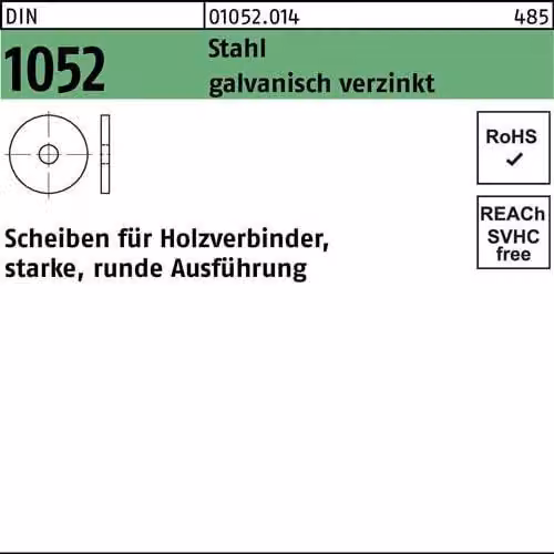 Reyher 1052 Rondelle 18x68x6 mm zincate (50 pezzi)