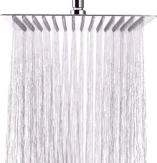 Soffione doccia a pioggia in acciaio inossidabile con getti in silicone anticalcare - 30 x 30 cm - effetto cromo spazzolato