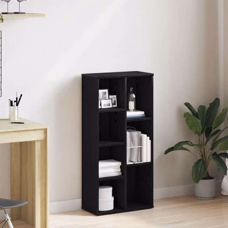 Libreria moderna vidaXL in legno nero con pannello posteriore L 50 cm, P 25 cm, H 104 cm