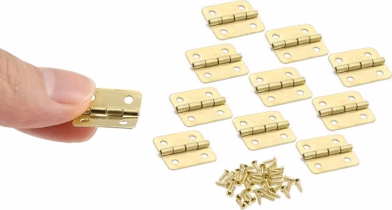 Set di 30 cerniere piccole in ottone, 18x16 mm