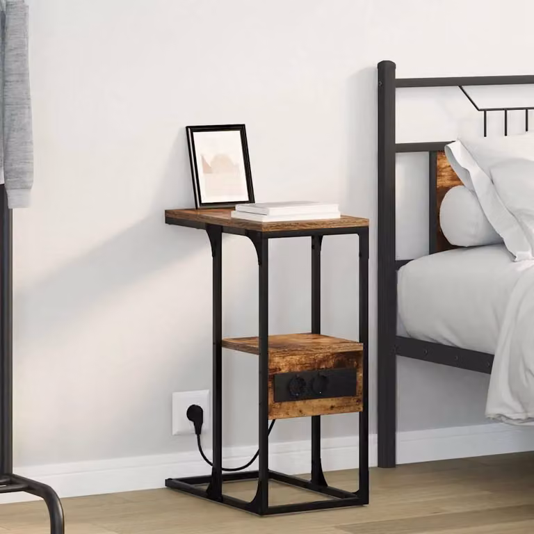 Armadio da Notte vidaXL in Rovere Fumé Marrone L: 41,5 cm, P: 26 cm, H: 60,5 cm