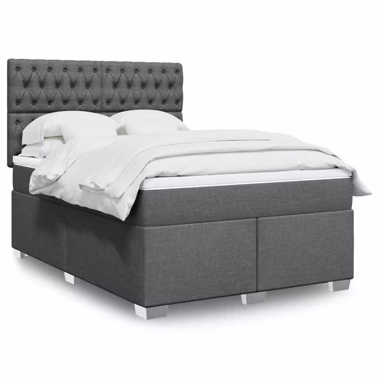 Maison Exclusive - Giroletto a Molle con Materasso Grigio Scuro 160x200 cm Tessuto