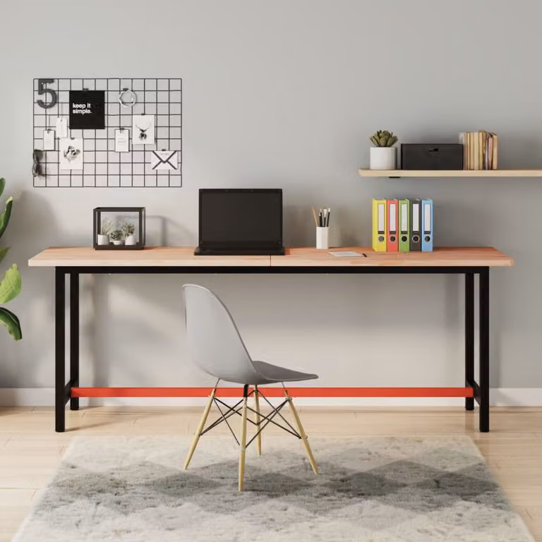Piano per scrivania vidaXL in legno massello di faggio marrone L: 200 cm, P: 55 cm, H: 2,5 cm