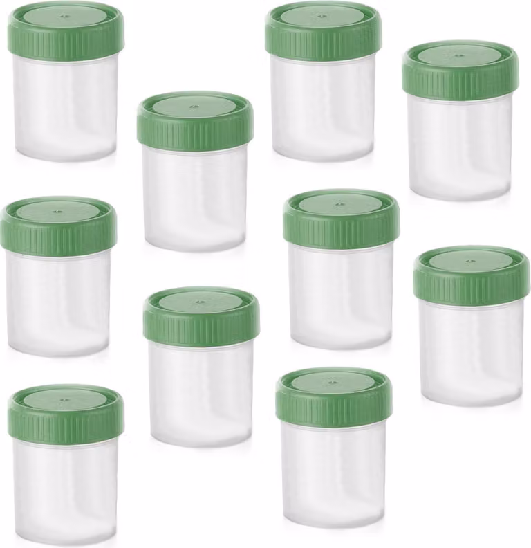 Set di 30 contenitori per campioni con tappi verdi (40 ml, plastica PP)