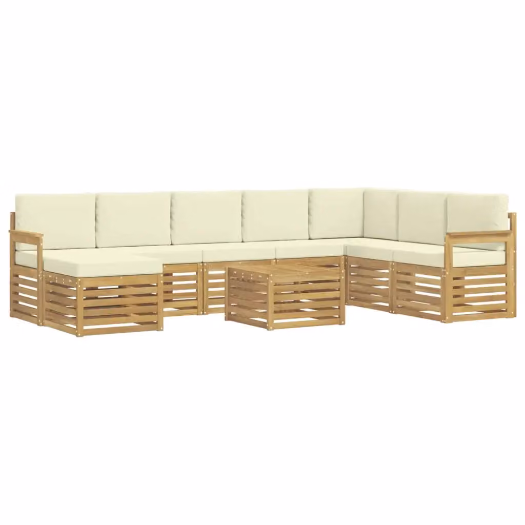 Set di divani ad angolo vidaXL in legno di acacia massello con cuscini beige per giardino e terrazzo – 2
