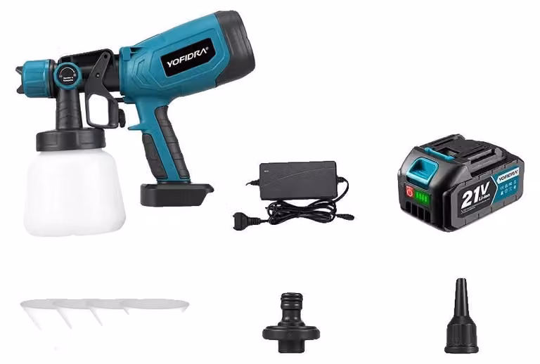 Pistola a spruzzo elettrica, capacità 1000 ml, portata elevata, 1 set di batterie