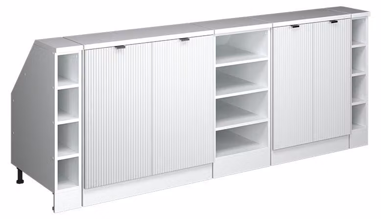 Mobile cucina sottotetto Vicco R-Line Ondulazione bianca 210 cm Set di 5 carcasse armadio profondità 60 cm, Model 60658