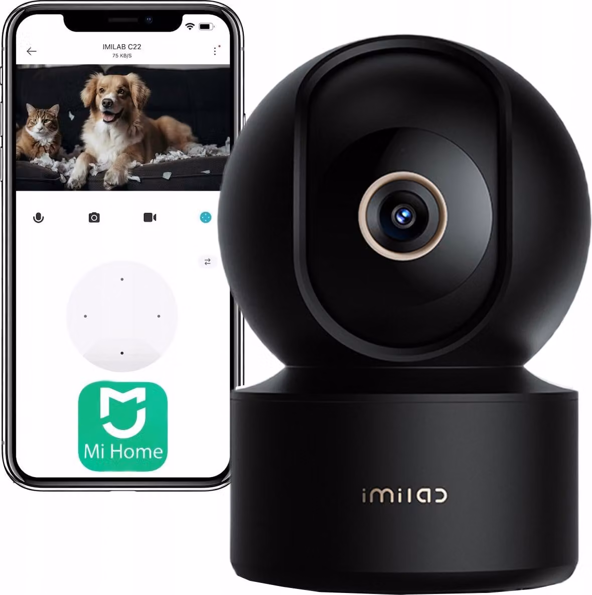 IMILAB Telecamera di sicurezza domestica C22 360° 5MP WiFi nero