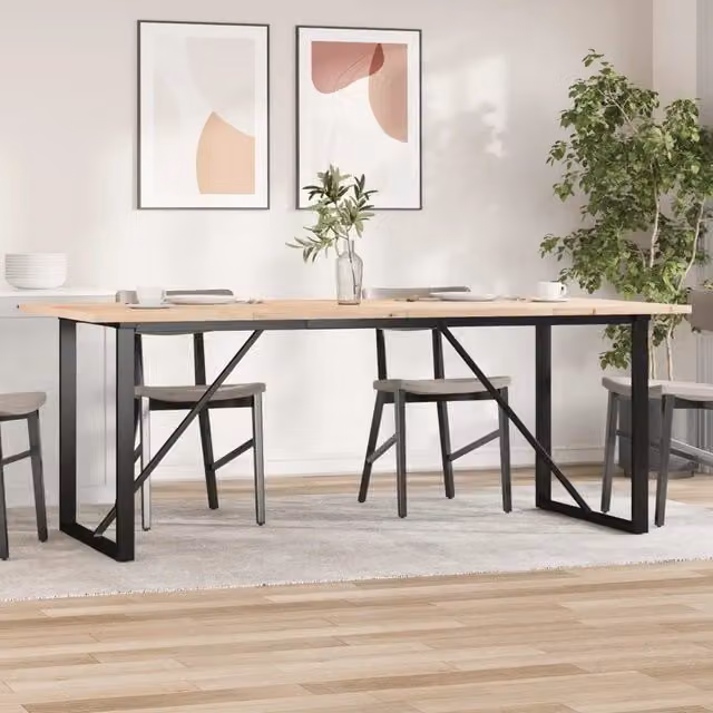 Tavolo Pranzo Telaio a O 200x100x75,5 cm Legno Pino e Acciaio 3282745