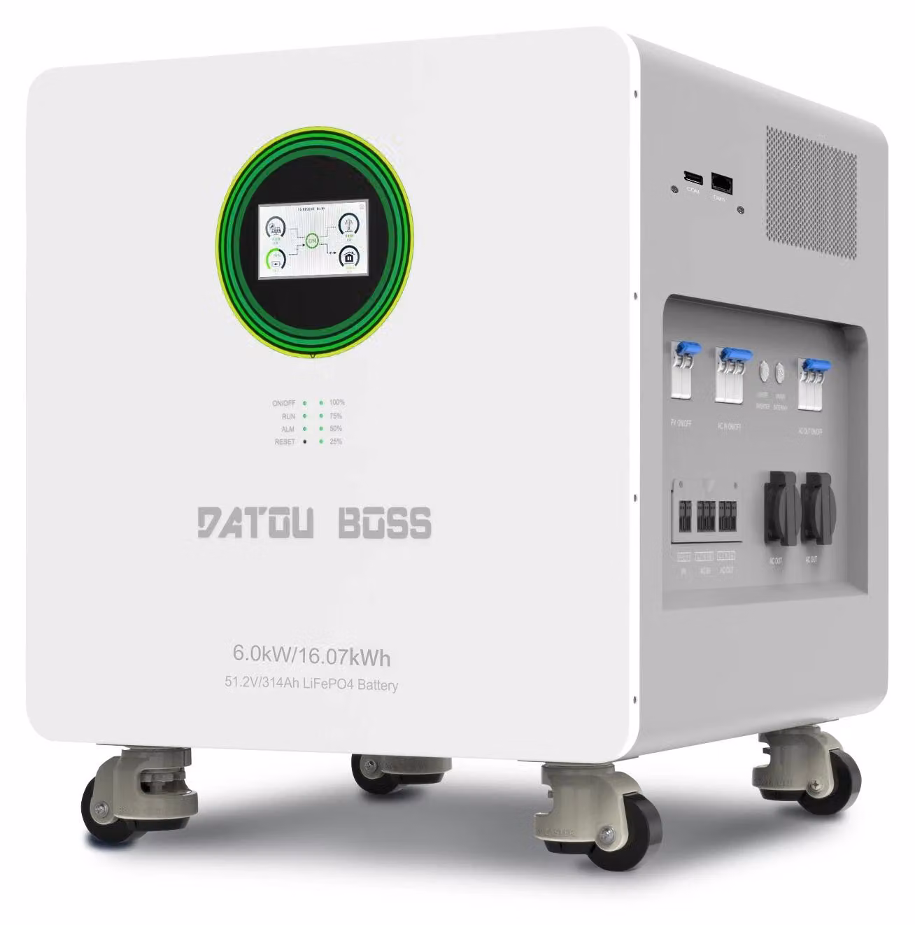 Batterie solari integrate - Inverter ibrido JC-6016 - 16,07 kWh - LiFePO4 314 Ah - 51,2 V - 6 kW - MPPT 8,5 kW
