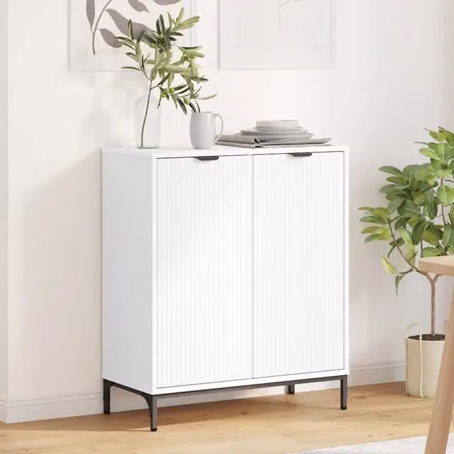 Credenza Buffet Moderno vidaXL in Legno Bianco con Ante a Battente L 69.5 cm, P 33 cm, H 82 cm