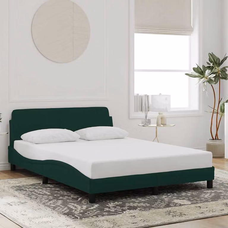 Giroletto Dover vidaXL in Velluto Verde con Struttura in Legno e Metallo L/P/H: 140 x 200 x 74,5 cm