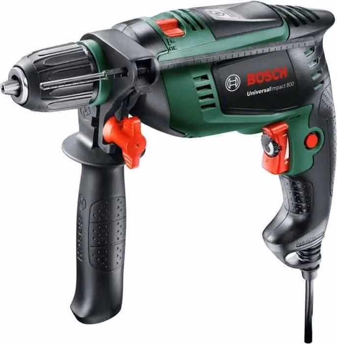 Trapano a percussione Bosch UniversalImpact 800, 800 W, calcestruzzo 14 mm, legno 30 mm, con accessori